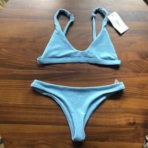 Light Blue textured cheeky bikini